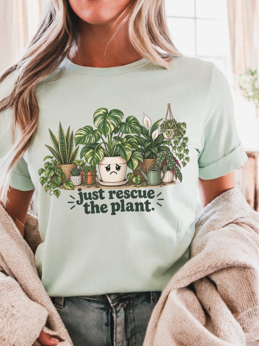 Funny Plant Lover Tee, Rescue the Plant, Tropical Houseplant Gift